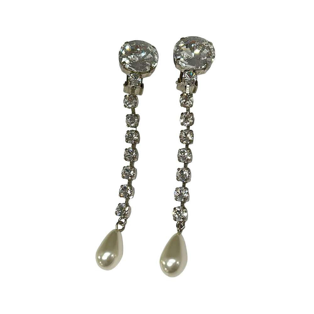 Miu Miu Clip On Earrings Silver Clear White